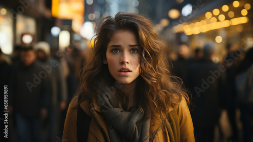 portrait of a beautiful girl on the street