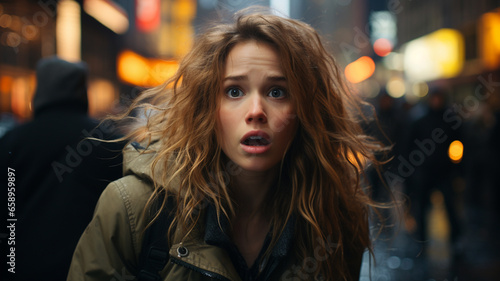 portrait of a beautiful girl on the street