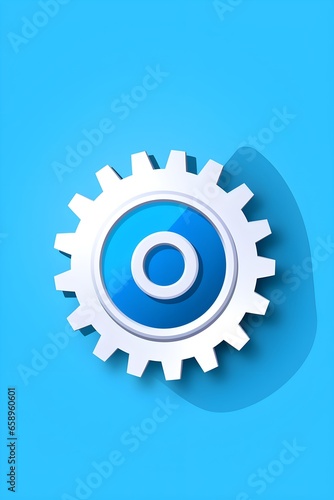 Illustration of a gear icon on a light blue background