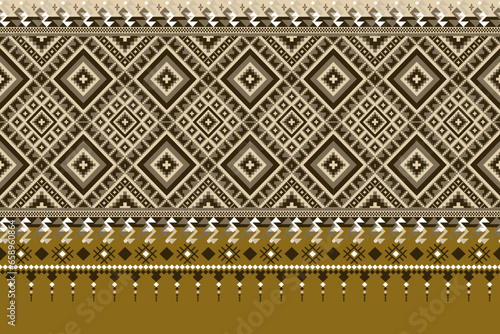 Nature vintages cross stitch traditional ethnic pattern paisley flower Ikat background abstract Aztec African Indonesian Indian seamless pattern for fabric print cloth dress carpet curtains and sarong