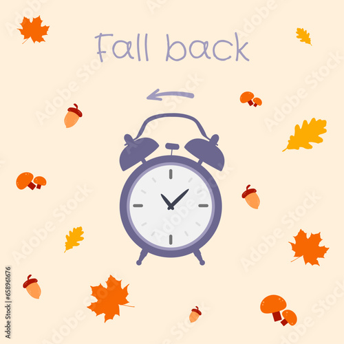 Fall back autumn Alarm Watch translate of time Purple peach leaves