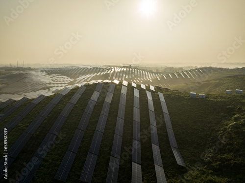 aerial view solar power station 