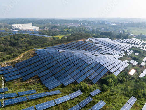 aerial view solar power station 