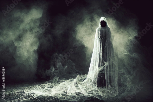 ghost in spooky Halloween background
