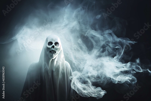 ghost in spooky Halloween background