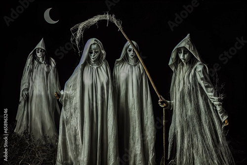 witches in the forest at night Halloween card