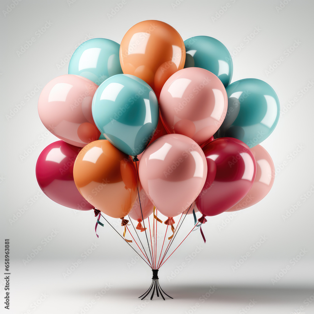 A group of colorful balloons isolated on a white background A group of colorful balloons isolated on a white background