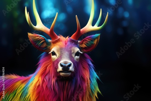 Rainbow reindeer multicoloured fur for christmas or pride