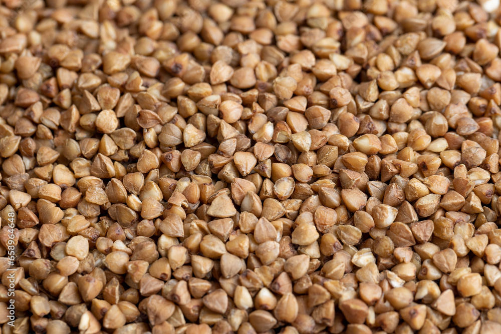 A large amount of roasted buckwheat harvest A large amount of roasted buckwheat harvest