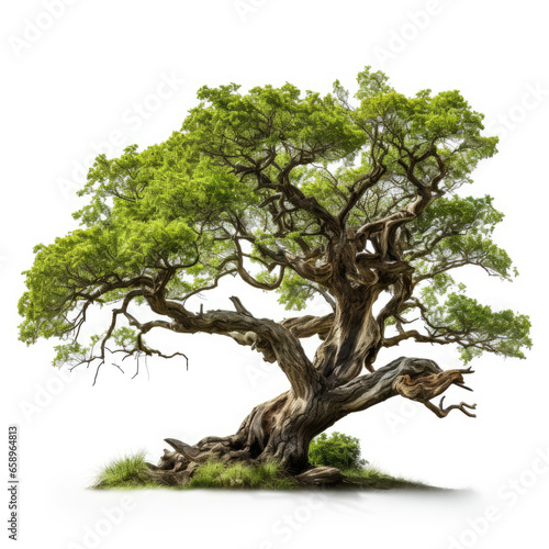 An old tree isolated on a white background