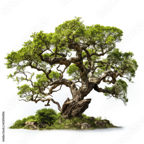 An old tree isolated on a white background