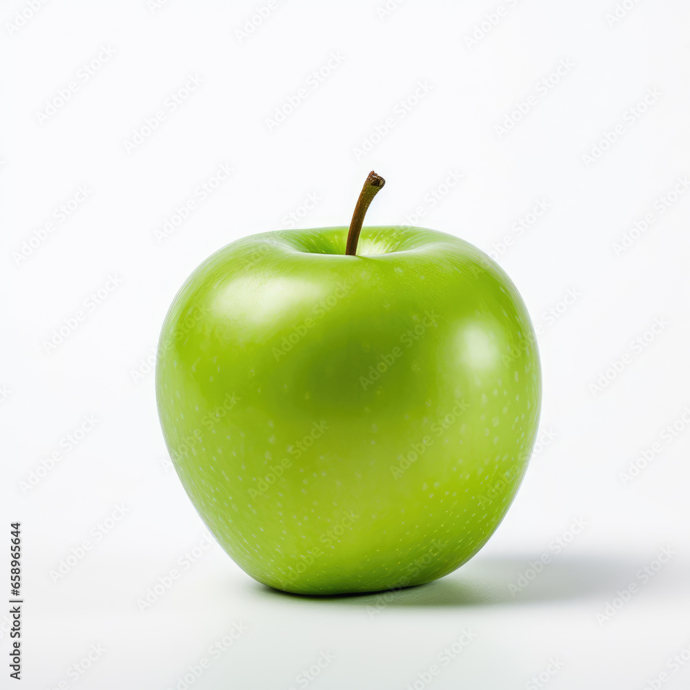 Green apple on white background