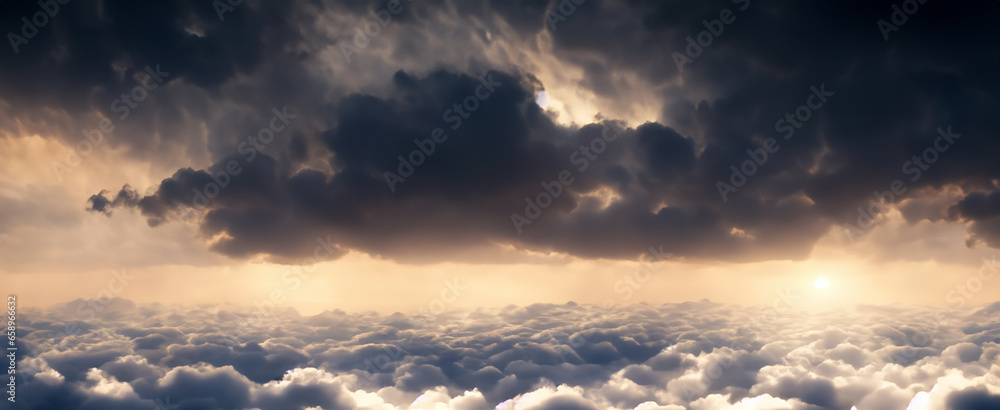 Obraz premium Clouds in the sky Troposphere Mesosphere Ionosphere Exosphere Levels of height above airplanes Sky Atmosphere Stratosphere