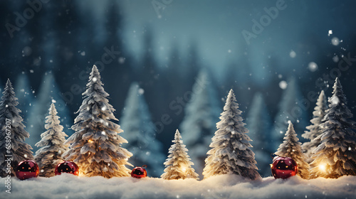 Christmas and New Year background with Copy space for text. Close-up Christmas tree decorated with ornaments. Christmas and New Year holidays concept.