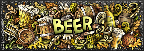Beer doodle cartoon funny banner