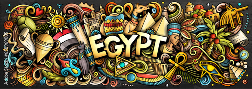 Egypt doodle cartoon funny banner