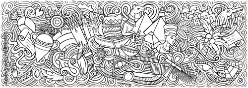Egypt doodle cartoon funny banner