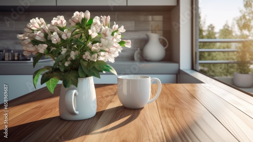 A vase of flowers sitting on top of a wooden table