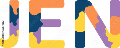 Jen Colorful 3d Abstract Text name