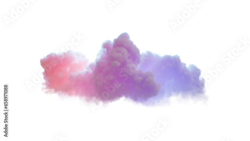 3d render, soft pastel cloud isolated on white background. Fantasy sky clip art element