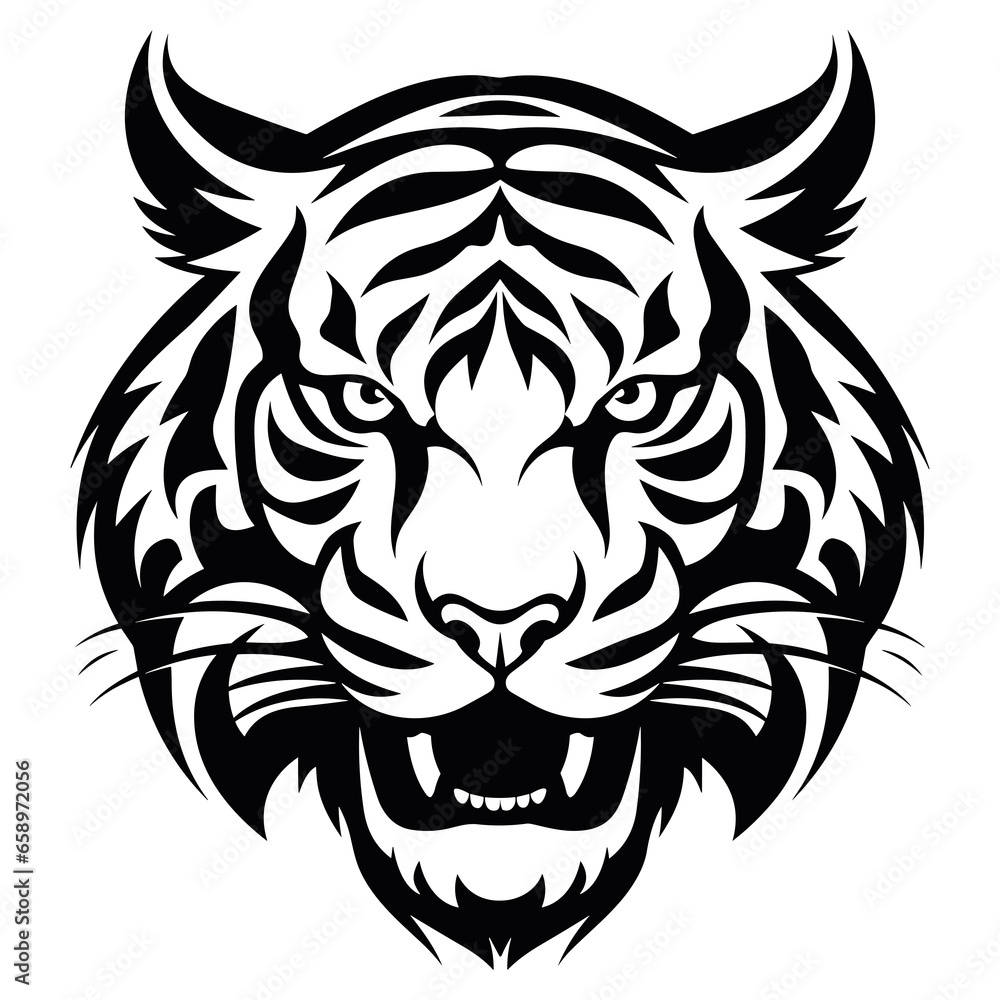 tiger head. Isolated predator illustration, Mascot silhouette of wild animal, tesfromale background. PNG tiger head. Isolated predator illustration, Mascot silhouette of wild animal, tesfromale background. PNG