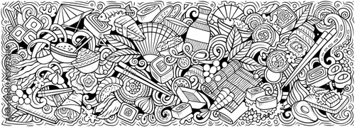 Sushi doodle cartoon funny banner