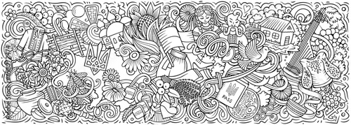 Ukraine doodle cartoon funny banner