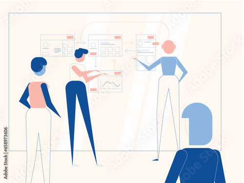 Business concept. Team metaphor. Vector illustration flat design style. Teamwork related, concept for application and website development