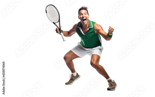 Energetic Tennis Player Doing a Winning Gesture on isolated background