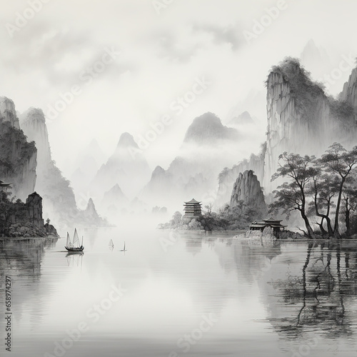 AI Chinese landscape art painting, free pictures © 昊 周