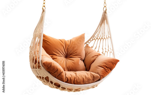Luxurious Velvet Hanging Chair with Golden Accents on isolated background