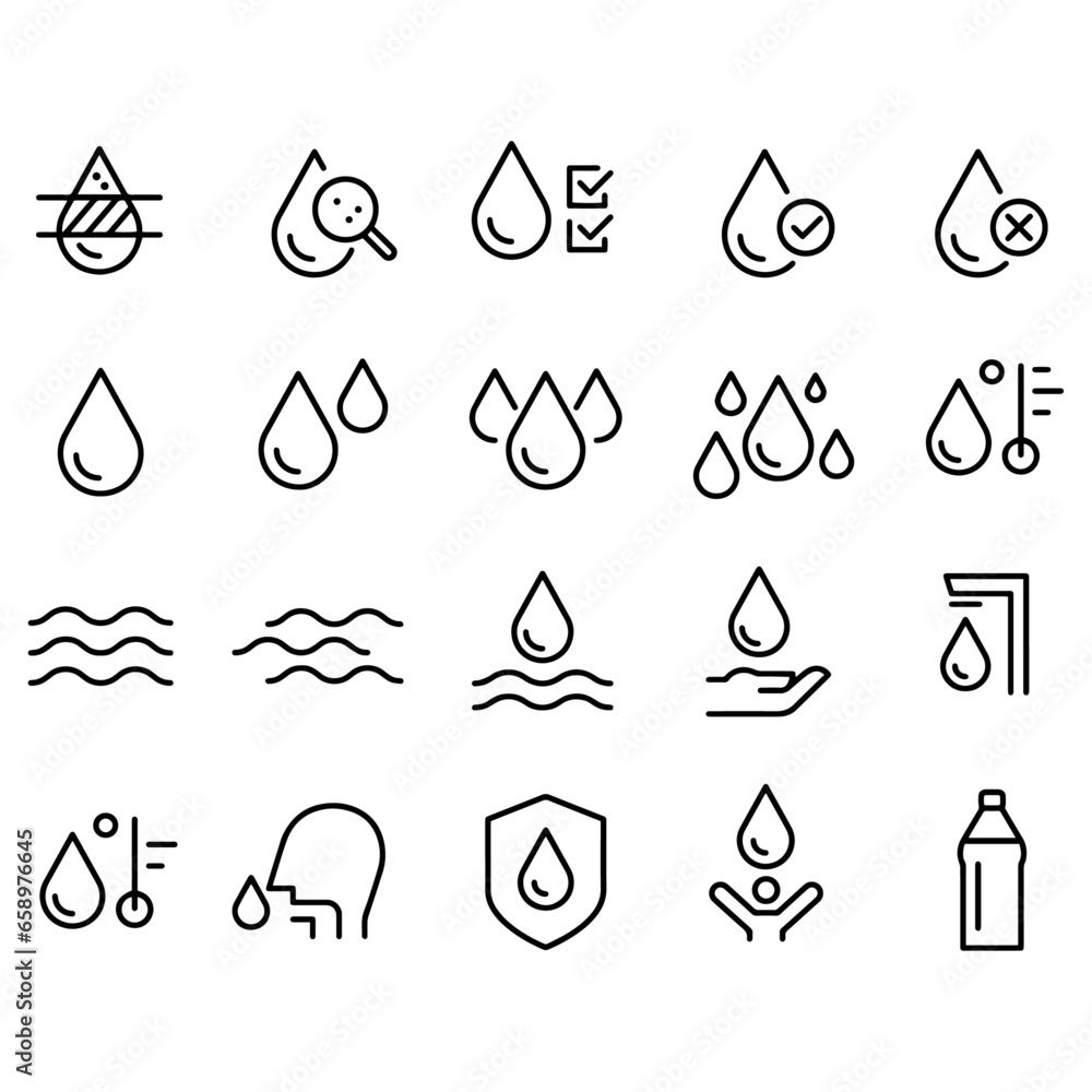  Water Icons vector design - obrazy, fototapety, plakaty 