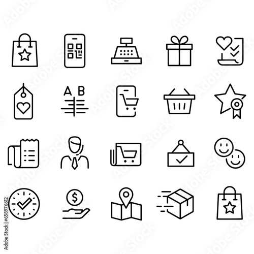 Shopping and E-commerce Icons Set vector design