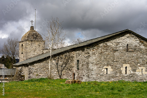 Santa Maria la Real Sanctuary in the beautiful village of O Cebreiro, which is a crossing point on the way of Santiago, Lugo.Spain photo