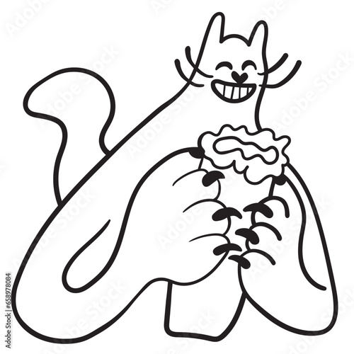 doodle, illustration, animal, vector, pet, kitten, cartoon, cat, cute, humor, icon set, meow, icon, domestic cat, design, sketch, friendship, graphic, paw, simple, sitting, collection, kitty, set, bla