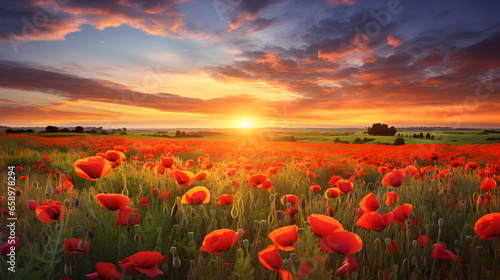 Amazing poppy field summer flower