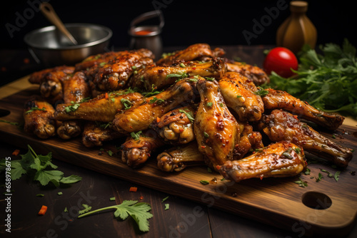 Chicken Wings on a Wooden Table
