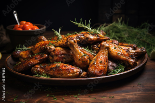 Chicken Wings on a Wooden Table  © IMAGE