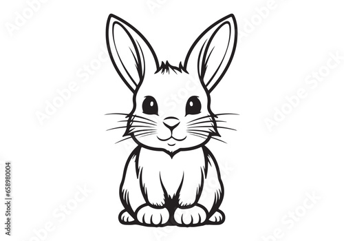 Bunny Rabbit  Doodle Vector Icon Isolated on White Background
