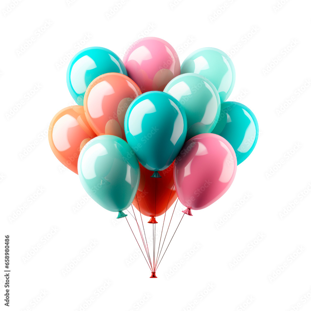 Bundle of Balloons. Isolated on transparent background.