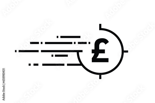 Fast coin Pound, Quick Pound cash, Pound Money Transfer icon with quick lines in white background. vector illustration