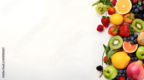 Fruits and vegetables isolated on white free space
