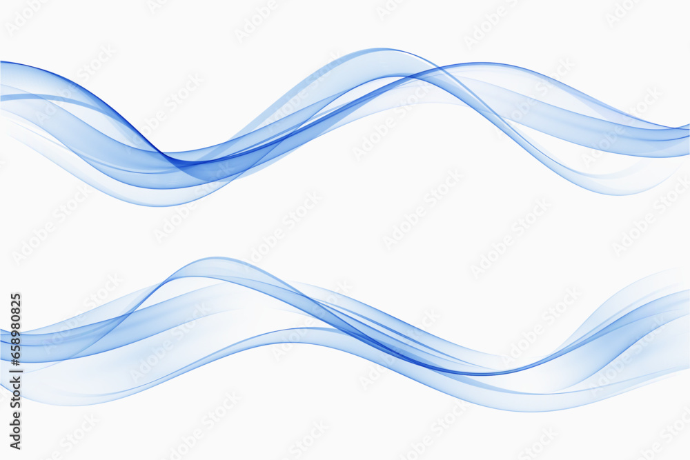 Blue flow transparent wave, smoky wave, background set Blue flow transparent wave, smoky wave, background set