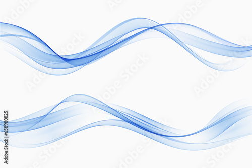 Blue flow transparent wave, smoky wave, background set