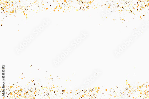 Gold glitter texture on a white background. Golden dots background.