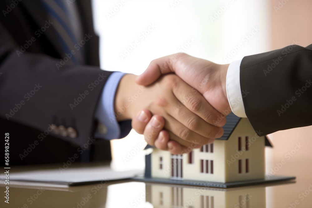 Business people shaking hands, finishing up a meeting. Business success concept