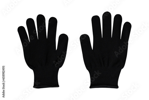 Cloth gloves coated with rubber buttons isolated on white background.