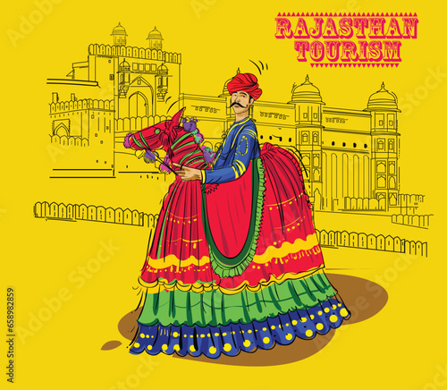Rajasthan People and culture vector illustration
