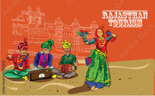 Rajasthan People and culture vector illustration
