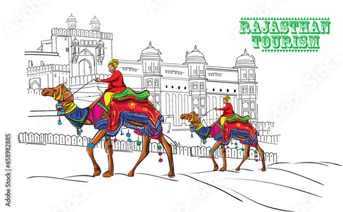 Rajasthan Tourism People vector illustration photo